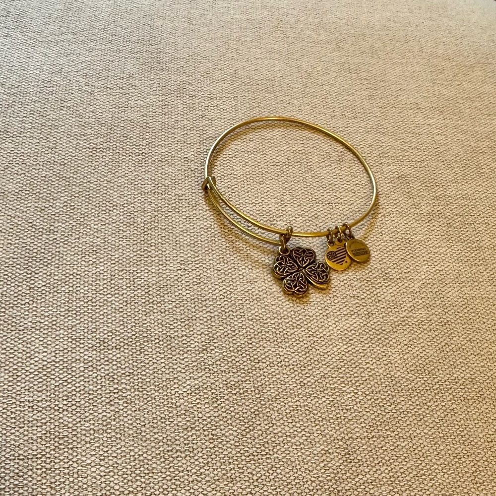 Alex and Ani Gold Four-Leaf Clover Charm Bangle Bracelet